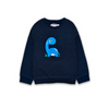 Quilted Dinosaur  Embroidered  Crew Neck Sweatshirt-Navy