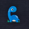 Quilted Dinosaur  Embroidered  Crew Neck Sweatshirt-Navy