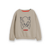 Sonic Embroidered Crew Neck Sweatshirt-Cream