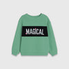 Green Magical  Neck Sweatshirt Panel