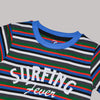 Surfing Fever Print Multi Stripe Crew Neck Short Sleeve T-Shirt