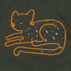 Embroidery Cat Crew Neck Full Sleeve Sweatshirt-Olive Green