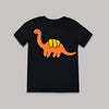 Dinosaur Embroidery Crew Neck Short Sleeve T-Shirt Black