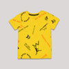 Allover Print Crew Neck Short Sleeve T-Shirt Yellow