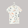 Allover Print Crew Neck Short Sleeve T-Shirt White