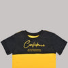 Confidence Color Block  Crew Neck Short Sleeve T-Shirt-Black/Yellow