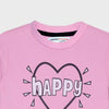 Girl's Happy Crew Neck Full Sleeve Sweatshirt