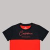 Confidence Color Block Crew Neck Short Sleeve T-Shirt-Black/Red