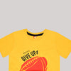 Never Give Up Crew Neck Short Sleeve T-Shirt-Yellow