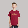 Harry Potter  print Crew Neck Short Sleeve T-Shirt-Burgundy