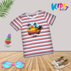 Multi Stripe Tree Printed Crew Neck Short Sleeve T-Shirt