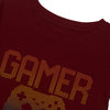 Boys Gamer Printed Crew Neck Short Sleeve T-Shirt-Maroon