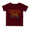 Boys Gamer Printed Crew Neck Short Sleeve T-Shirt-Maroon