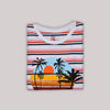 Multi Stripe Tree Printed Crew Neck Short Sleeve T-Shirt