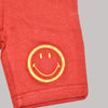 Burgundy Smile Embroidery Shorts For Boys-