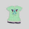 Butterfly's Printed Bottom Fril  Short Sleeve Dress