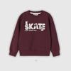 Skate Start Riding Crew Neck Full Sleeve Sweatshirt Burgundy