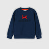 Embroidery Kidsclub7 Crew Neck Full Sleeve Sweatshirt-Navy