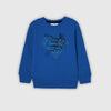 Super Man Embroidery Crew Neck Sweatshirt Royal Blue