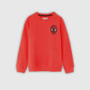 Embroidery Spider Logo Crew Neck Full Sleeve Sweatshirt-Red