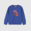 Owl Multi Color  Embroidery Crew Neck Sweatshirt