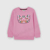 Baby Pink Front Embroidered Crew Neck Sweatshirt