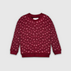 Burgundy Allover Printed Crew Neck Sweatshirt