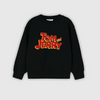 Black Tom & Jerry Printed Crew Neck Sweatshirt-Fleece