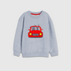 Car Embroidery Crew Neck Full Sleeve Sweatshirt-Grey