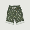 Allover Floral Printed Shorts For Boys-Olive Green