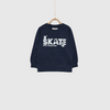 Skate Printed Navy  Melange Crew Neck Sweatshirt