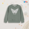 Butterfly Flock Print Crew Neck Sweatshirt Black