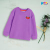 Strawberry  Embroidery Crew Neck Sweatshirt Purple