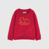 Red Cat Embroidery  Crew Neck Full Sleeve Sweatshirt